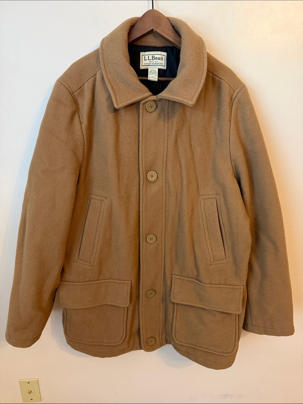 LL Bean 100% Wool Field Chore Coat Jacket Thinsulate Lined Mens XL OHKR7